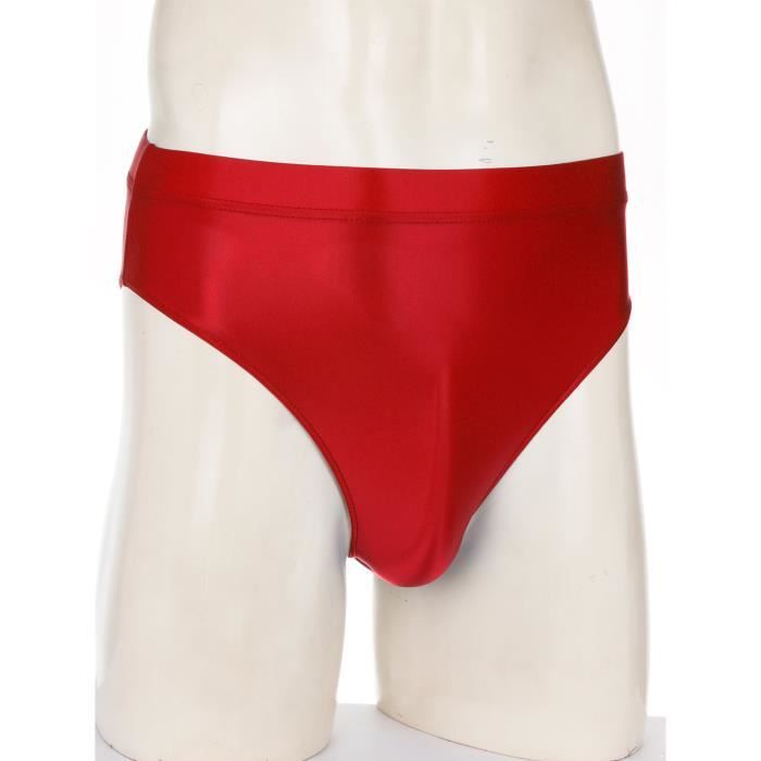 YIZYIF String Homme Sexy Slip de Bain Moulant Brillant Taille Haute  Elastique Sous-vêtement M-XXL