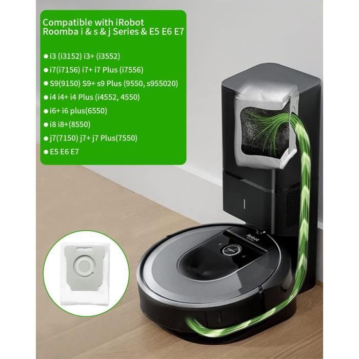 6 Pièces Sacs à Poussière Pour Aspirateur iRobot Roomba i3 i3+ i4+ i7 i7+  J7+ S9 S9+ Clean Base Sac à Poussière de Rechange pour élimination  Automatique de la Saleté : 