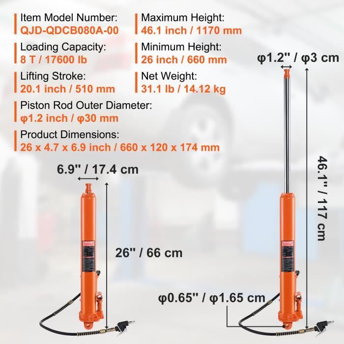 Vérin Hydraulique 10T-100T Bonvoisin - Vérin Ultra-Mince Portable Pour BTP | 5 Modèles
