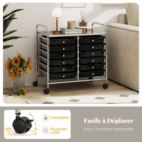 GOPLUS Chariot de Rangement 12 Tiroirs, Tour de Rangement à roulettes, Cadre en Acier, pour Chambre, Bureau, 64 x 38 x 75 CM (Coloré GOPLUS Chariot de Rangement 12 Tiroirs, Tour de Rangement à roulettes, Cadre en Acier, pour Chambre, Bureau, 64 x 38 x 75 CM (Coloré