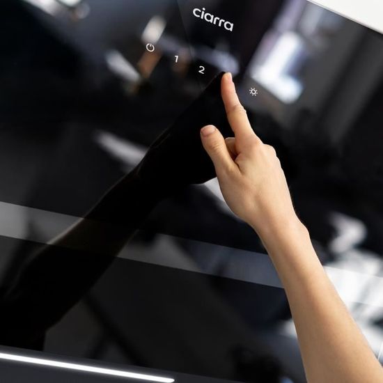 Ciarra a++ smart hotte aspirante 650m3/h wi-fi & tactile contrôle 4  vitesses booster porte 60 cm noire cd6736mb CIARRA Pas Cher 