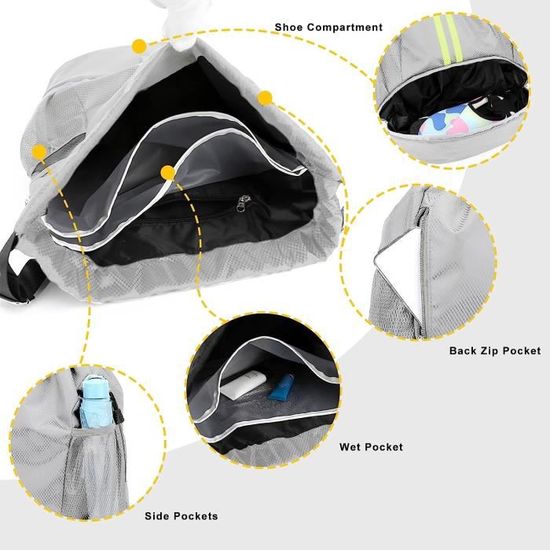 Sac à Cordon étanche Pliable - Sac De Sport Multifonctionnel Avec Compartiment Humide | Football, Randonnée Sac à Dos Cordon Pharmacie Sac à Cordon étanche Pliable - Sac De Sport Multifonctionnel Avec Compartiment Humide | Football, Randonnée Sac à Dos Cordon Pharmacie