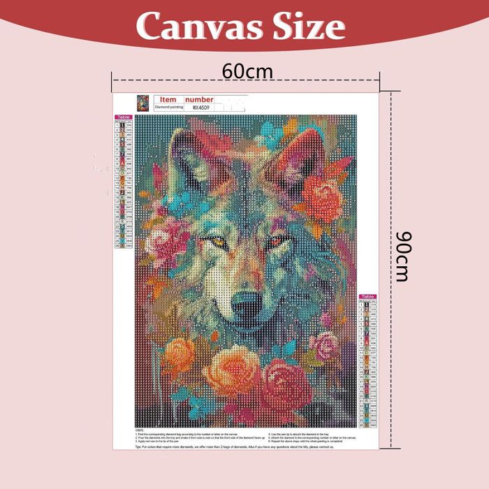 Kit Peinture Diamant 5D Loup Indien – 30x80 Cm – Strass Rond & Toile Adhésive – Déco Maison DIY - 11
