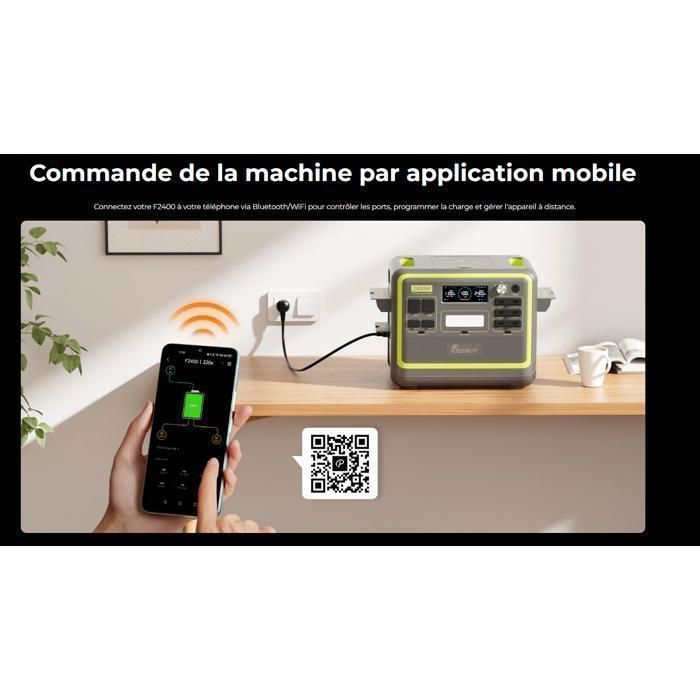 Générateur Solaire Électrique - FOSSIBOT - F2400 - 2048Wh - 2400W - IP68 Résistant à l'Eau - Bricolage