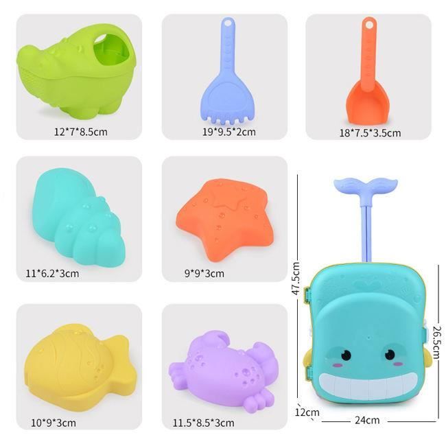 HOVIBU Lot de 35 jouets de plage pour enfants - Avec pelle à sable - Seau pliable - Moules HOVIBU Lot de 35 jouets de plage pour enfants - Avec pelle à sable - Seau pliable - Moules