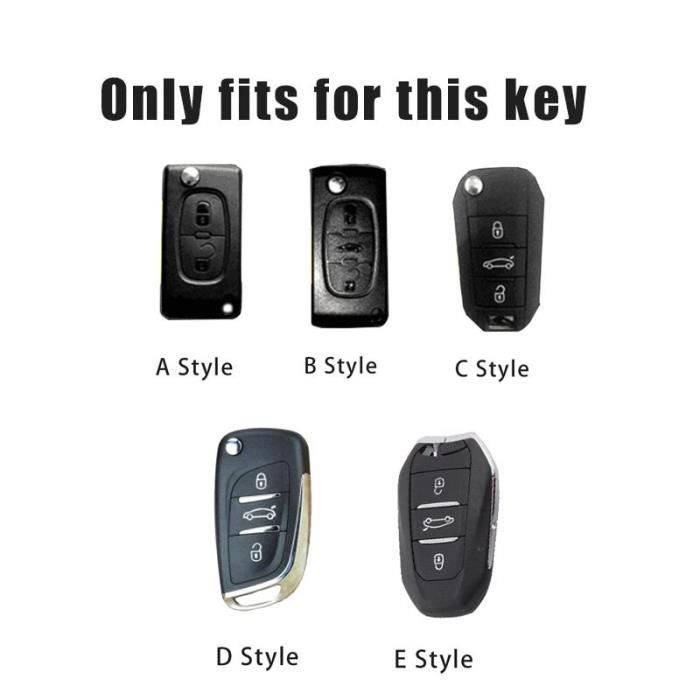 Coque Clé Voiture TPU Avec Porte-Clés Cuir - Compatible Peugeot, Citroën, Opel - Protection Élégante Anti-Rayures