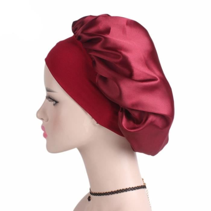 Bonnet En Soie Pour Cheveux Nuit - Charlotte Satin Rose Ajustable, Protection Anti-Frisottis Et Réduction Des Cassures