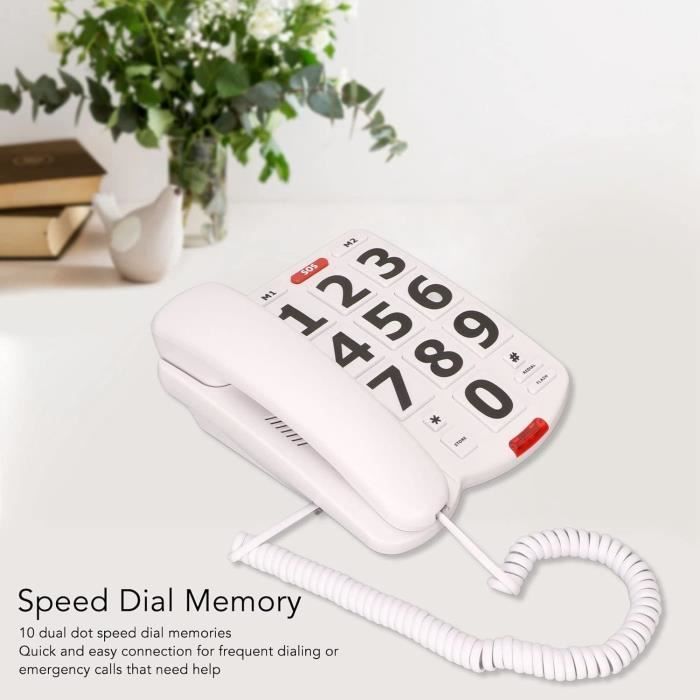 Téléphone Fixe à Grosses Touches Pour Seniors – Simple Et Pratique (SODIAL)