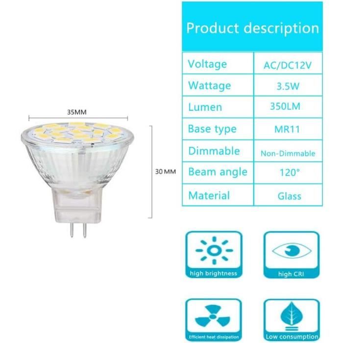 Ampoule LED à économie d'énergie Mr11 Gu4 Ac / DC12V 3w Cob