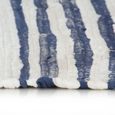 339NEUF Tapis de Salon Chambre Mode|Pailsson|Tapis De Sol Antidérapant chindi tissé à la main Coton 80x160 cm Bleu et blanc FRENCH D-3