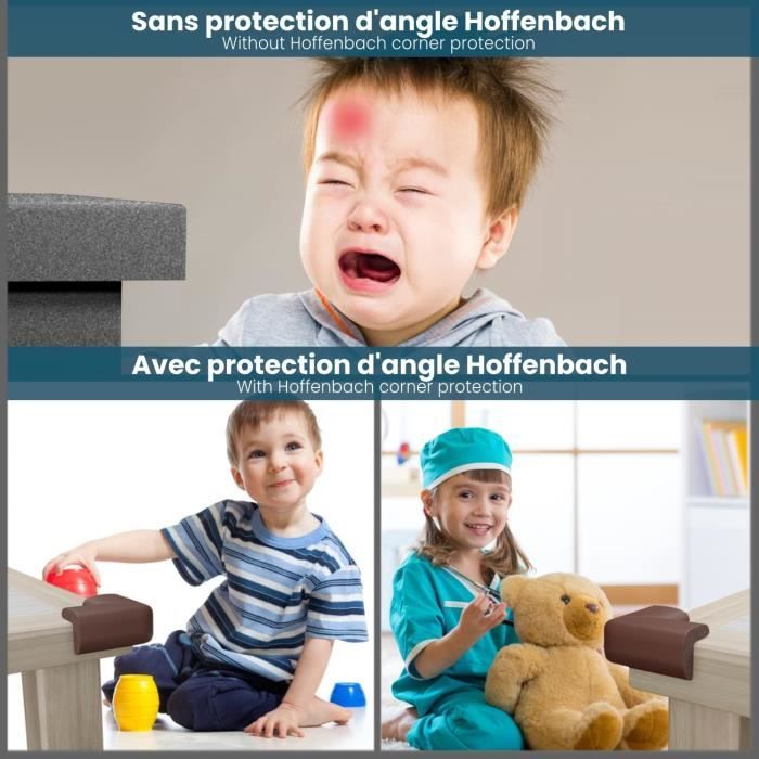 16pcs protections d'angle pour bébé Protection enfant pour table  autocollante Protection contre les chocs pour bébé et enfant(noir)