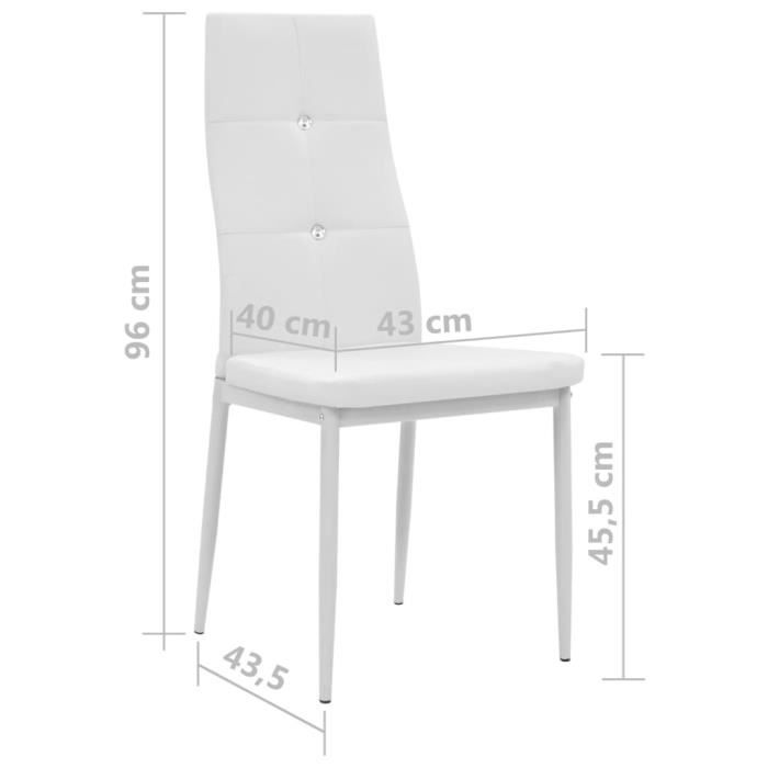 Lot de 4 chaises de salle à manger - 43x43.5x96cm, Chaise en Simili Style  Scandinave, blanc - Cdiscount Maison