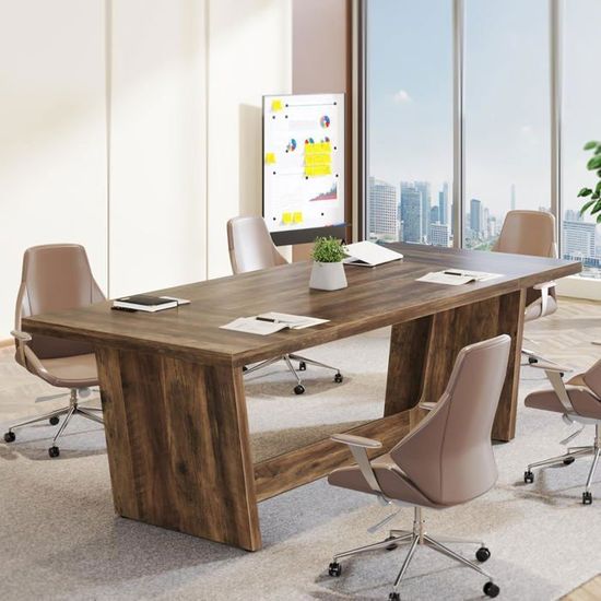 Bureau PC Tribesigns 160x80x75 Cm - Design épais, Style Campagne, Bureau Gaming Et étude, Couleur Brun Jaunâtre