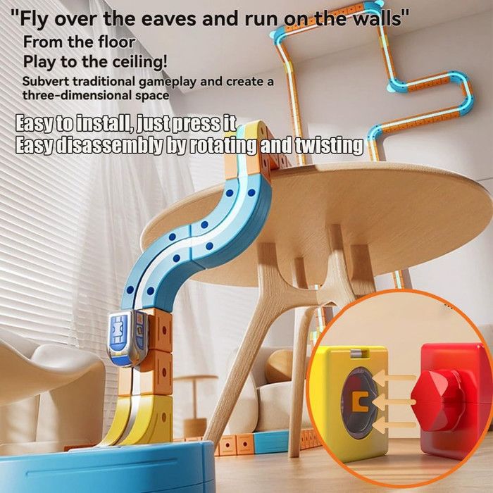 Circuit De Train électrique Flexible,circuit Magnétique, Maquettes 3D Défiant La Gravité Et Voiture Motorisée,105pcs - Jeux - Jouets