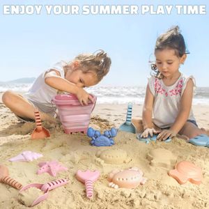 Ensemble de Pelle de Plage pour Enfants, Trousse de Jouets de Sable 4 Pcs avec Seau, Outils de Jeu Extérieurs en Plastique Durable, Accessoires