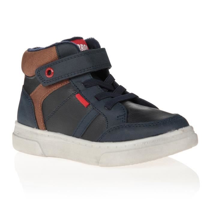 SPROX Baskets Hautes Bleu Marine/Marron Enfant