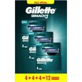Gillette Mach3 Recharges De Lames De Rasoir Pour Homme,12 Recharges De Lames,Pack 4 x 3 Lames,Rasage Confortable-0