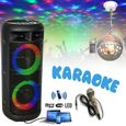 Enceinte Autonome Karaoke Enfant USB Bluetooth PARTY-ALFA-2600 200W - Micro - Jeu de Lumière Astro-ball8 - Fête Soirée Boum Cadeau-0