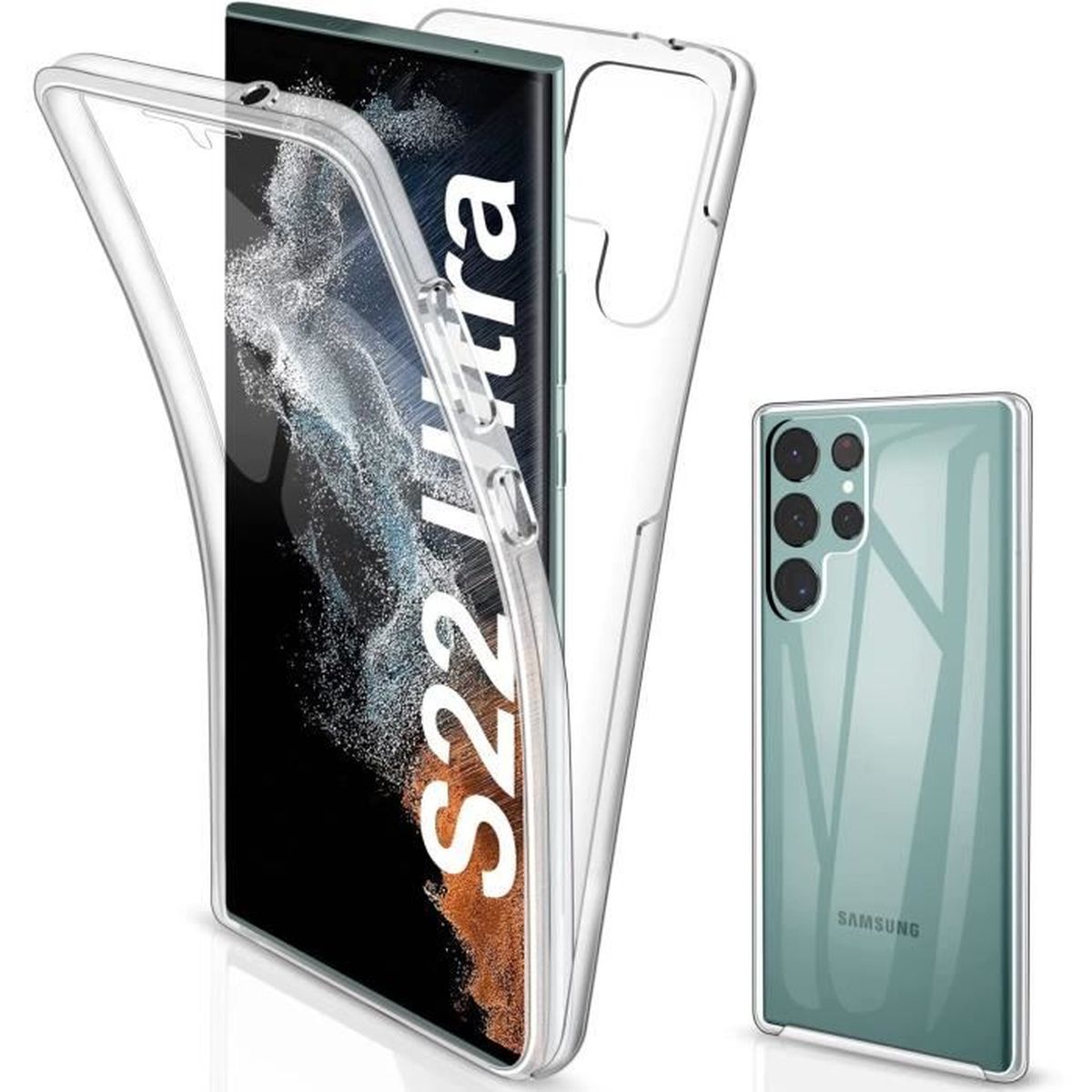 Coque Samsung Galaxy S22 Ultra 5G ,Protection intégrale Avant + arrière en Rigide Transparent