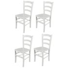 T M C S Tommychairs - Set 4 chaises cuisine VENEZIA, robuste structure en bois de hêtre laqué en couleur blanc et assise en bois