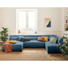 LISA DESIGN Onyx - canapé panoramique d'angle droit 7 places - en velours côtelé - Bleu