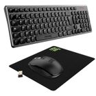 NEWWAY – Pack RF02 Clavier Souris Sans Fil WiFi 2.4 GHz avec Tapis – AZERTY 105 Touches - Noir