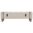 Banc de rangement en bois massif et acier - OMABETA - Blanc crème - 111 x 34 x 37 cm