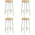 Tabouret de Bar - VASAGLE - Lot de 4 - Beige Chêne - Blanc - Siège Haut - Cadre en Métal