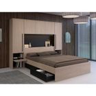 VENTE-UNIQUE Lit pont 160 x 200 cm avec rangements - Avec LEDs - Coloris : Naturel et noir + Sommier - VELONA
