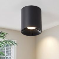 Homefire Plafonnier LED Spots petit - Aluminium Noir - 5,5 x 5,5 x 7 cm - Tambour 7 W Blanc chaud pour salon, salle à manger