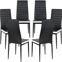 Lot de 6 chaises de salle à manger noires et blanches en similicuir