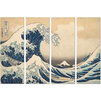 Poster Panorama Hokusai La Grande Vague de Kanagawa 100x70 cm divisé 4 pièces - Imprimée sur Poster -  Poster Moderne