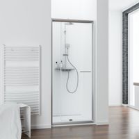 Porte de douche pivotante extensible Vita - Schulte - 80-90 cm - Verre transparent - Profilé aspect chromé