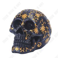 TD® Décoration de crâne d'Halloween 12.5*18*14.5cm Peint à la main Motif décoratif doré Convient à la décoration d'Halloween