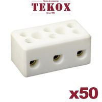 Tekox - Lot de 50 connecteurs céramiques  6mm 3 entrées