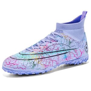 ECELEN Chaussures de Football Hautes Colorées pour Jeunes – Crampons courts – Antidérapantes et Respirantes – Violet