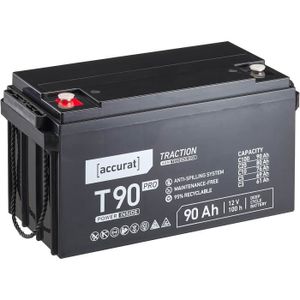 BATTERIE VÉHICULE Accurat Traction T90 Pro AGM 12V Batteries Décharge Lente 90 Ah Batterie de plomb