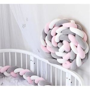 rose bébés 2 m Tour de lit Viilich Tour de lit tressé pour bébé Tour de lit gris blanc enfants Coussin décoratif pour nouveau-nés Tour de lit 