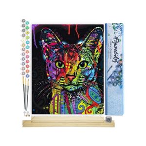 Kit peinture par numéros adulte - Chat Coloré - Wall Factory, peinture au numero