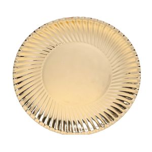 ⇒ Assiette jetable en carton Marinière dorée - Lot 8 Assiettes thème mer