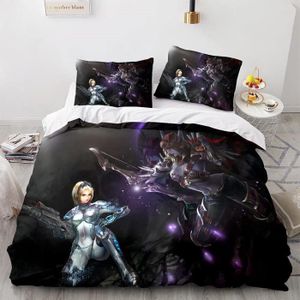 HOUSSE DE COUETTE ET TAIES Housse De Couette Enfant,3D Parure De Couette World of Warcraft,3 Pièces Housse De Couette +2 Taie d'oreiller 140x200cm[431]