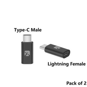 Adaptateur gris argent USB type C mâle vers LIGHTNING femelle, Charge +  Synchronisation ®Stargift tous droits réservés