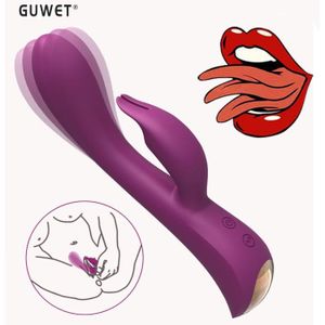 GODEMICHET - VIBRO Vibromasseur rabbit pour femme silencieux Sex toys Gode clitoridien vibrant Point-G Godemichet portable - Violet