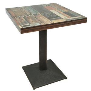 MANGE-DEBOUT Table de Bar Design carrée KEDIA - Marron - 60x60x