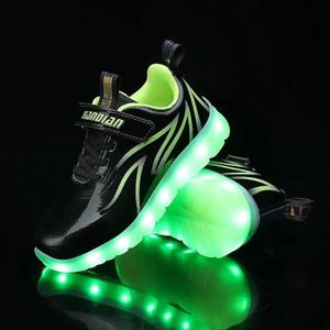 BASKET YTi™ Baskets de Sport lumineuses pour garçons et filles, chaussures imperméables et confortables avec lumière LED - Vert noir