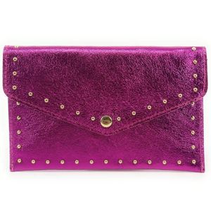 Portefeuille Femme En Satin Brodé Floral - Rose Fuchsia Multicolore, Neuf Sans étiquettes, Deux Volets