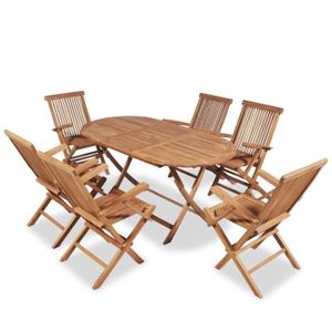 7 Pcs Mobilier De Jardin Pliable Teck Salon De Jardin Jeu De