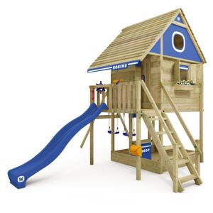 MAISONNETTE EXTÉRIEURE Maison sur pilotis Smart RiverHouse Wickey - Bac à sable, échelle à grimper & accessoires de jeu - Bleu