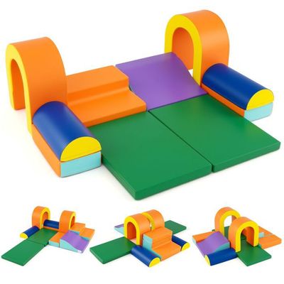 DREAMADE 6PCS Blocs De Mousse EPE Pour Motricité Bébé – Housse Incluse, Jeux D’Escalade Intérieur Dès 1 An (Rose/Blanc)