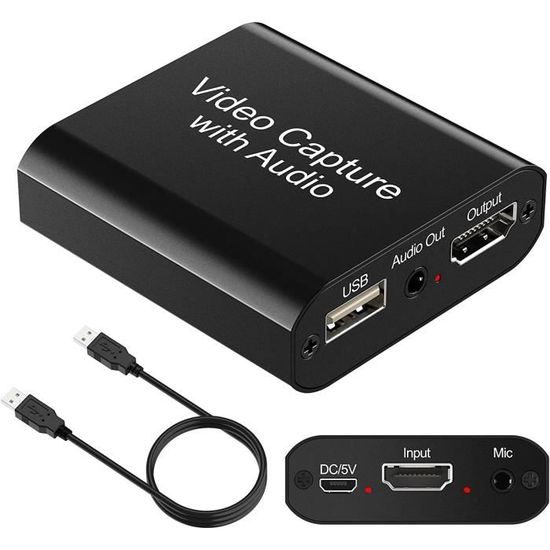 Carte De Capture Vidéo HDMI 4K/1080P 60FPS – USB 3.0 Plug And Play – Pour Streaming, Gaming, Enregistrement